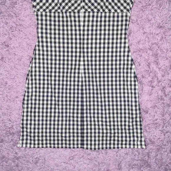M VTG Kookai Black & White Gingham Print Picnic Hourglass Bodycon Mini Dress - Picture 10 of 10